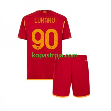 Billiga Fotbollströjor AS Roma Romelu Lukaku 90 Barn Hemma tröja 2023/24 Kortärmad